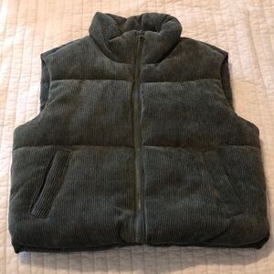 Green corduroy puffer vest